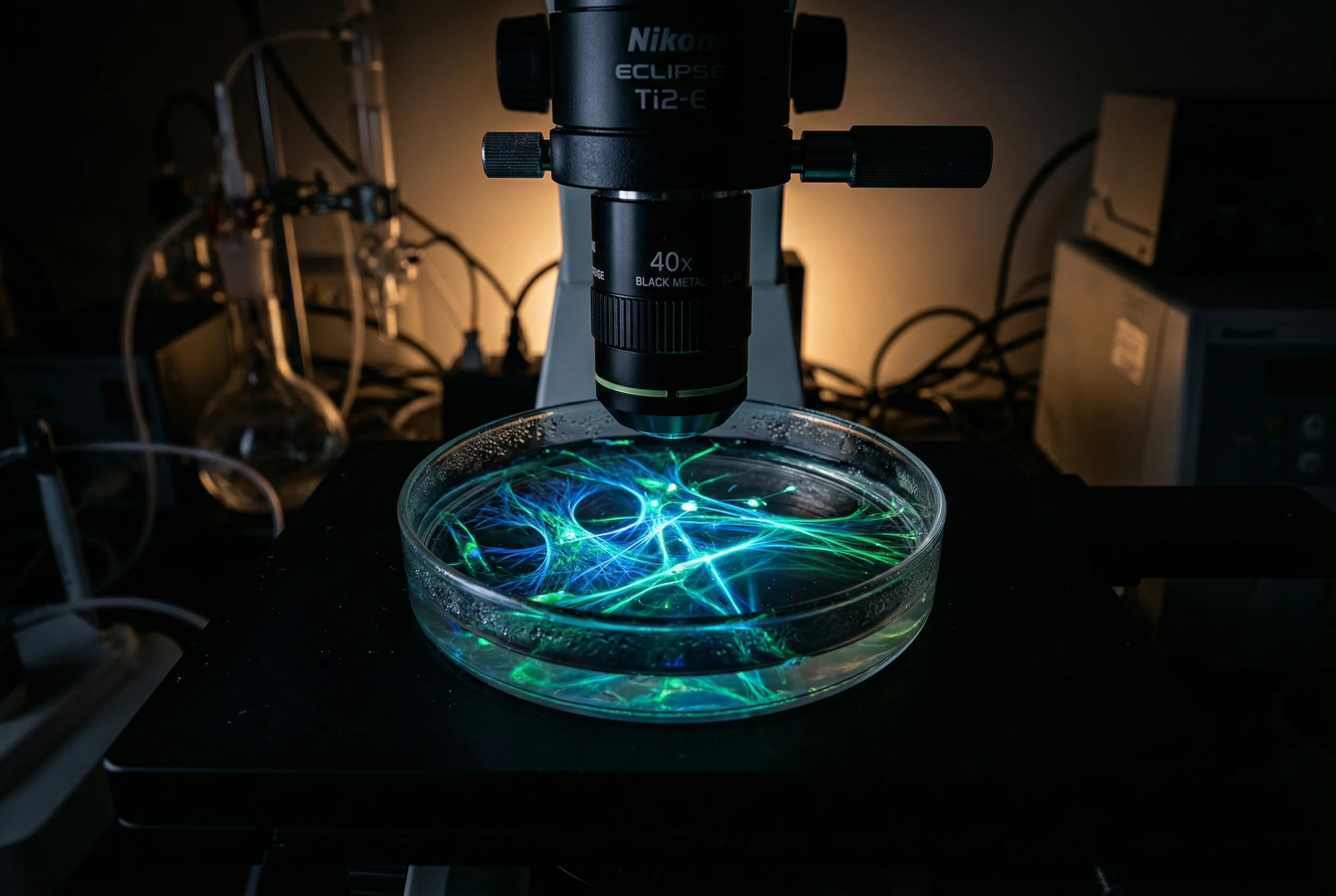 Glow Stack Peptide: GHK-Cu Kollagensynthese in Fibroblastenkulturen unter Fluoreszenzmikroskopie